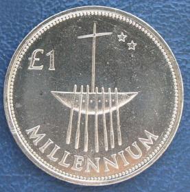 古钱币，老钱币，老硬币，千禧年纪念币，爱尔兰纪念币， 欧元前最后一枚爱尔兰镑2000年1镑千禧年纪念硬币