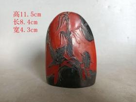 乡下收的清代雕工不错的乌鸦皮田黄石 摆件
