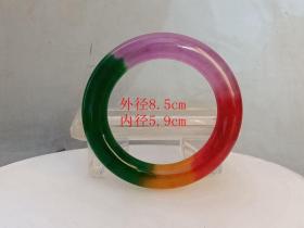 天然冰种彩色翡翠手镯