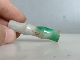 乡下收的清代老翡翠步步高升竹节挂件