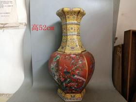 乡下收的清代珐琅彩花鸟瓷瓶