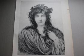 【百元包邮】】 《美女像》(epheu) 1894年 平板印刷画   尺寸约41*29厘米
