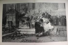 【百元包邮】巨幅《罗马的花节》（blumenfest in rom ）   1890年巨幅木刻版画   尺寸约41*56厘米      （货号501980）