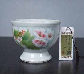 民国花卉高脚瓷碗瓷杯菖蒲盆烟灰缸刷花彩瓷