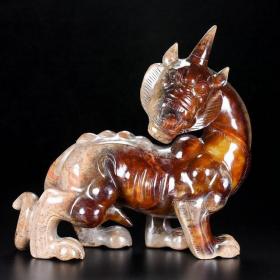 战国汉代和田玉回流瑞兽摆件