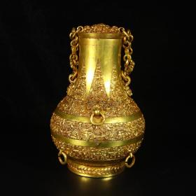 战汉铜鎏金挂瓶