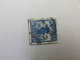 6309#民國帆船郵票銷郵戳1934年黃石港-湖北省