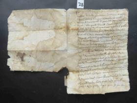 28#1649年法国贵族邮件原版公证手稿年份图水印纸一份