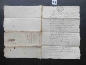 29#1764年1月法国贵族邮件原版公证手稿水印纸共4页