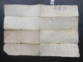 31#1674年法国贵族邮件原版公证手稿年份图水印纸一份