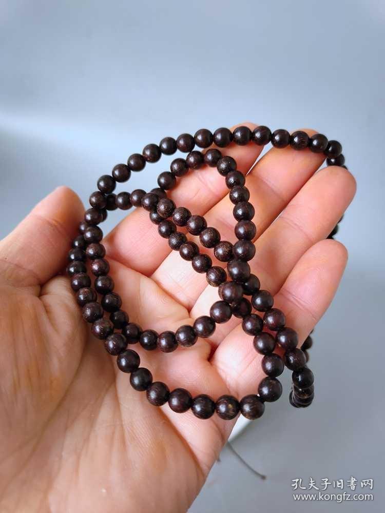 清代老紫檀佛珠手链.