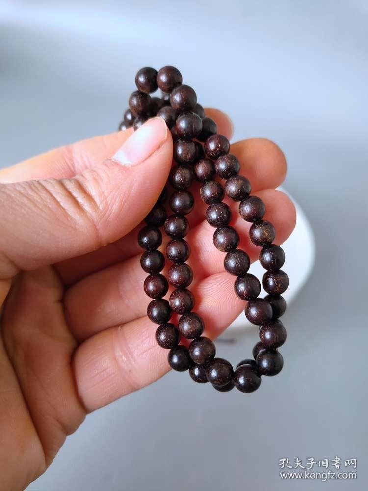 清代老紫檀佛珠手链.