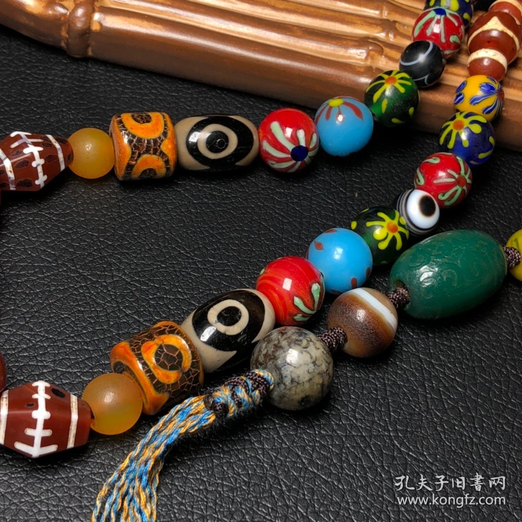 藏区回流老玛瑙天珠老琉璃蜻蜓眼古珠项链尺寸最小9毫米最大30毫米