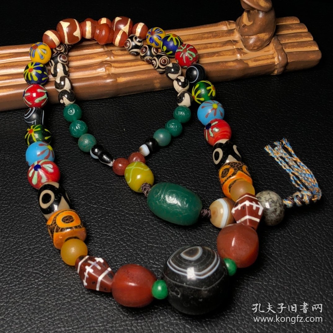 藏区回流老玛瑙天珠老琉璃蜻蜓眼古珠项链尺寸最小9毫米最大30毫米