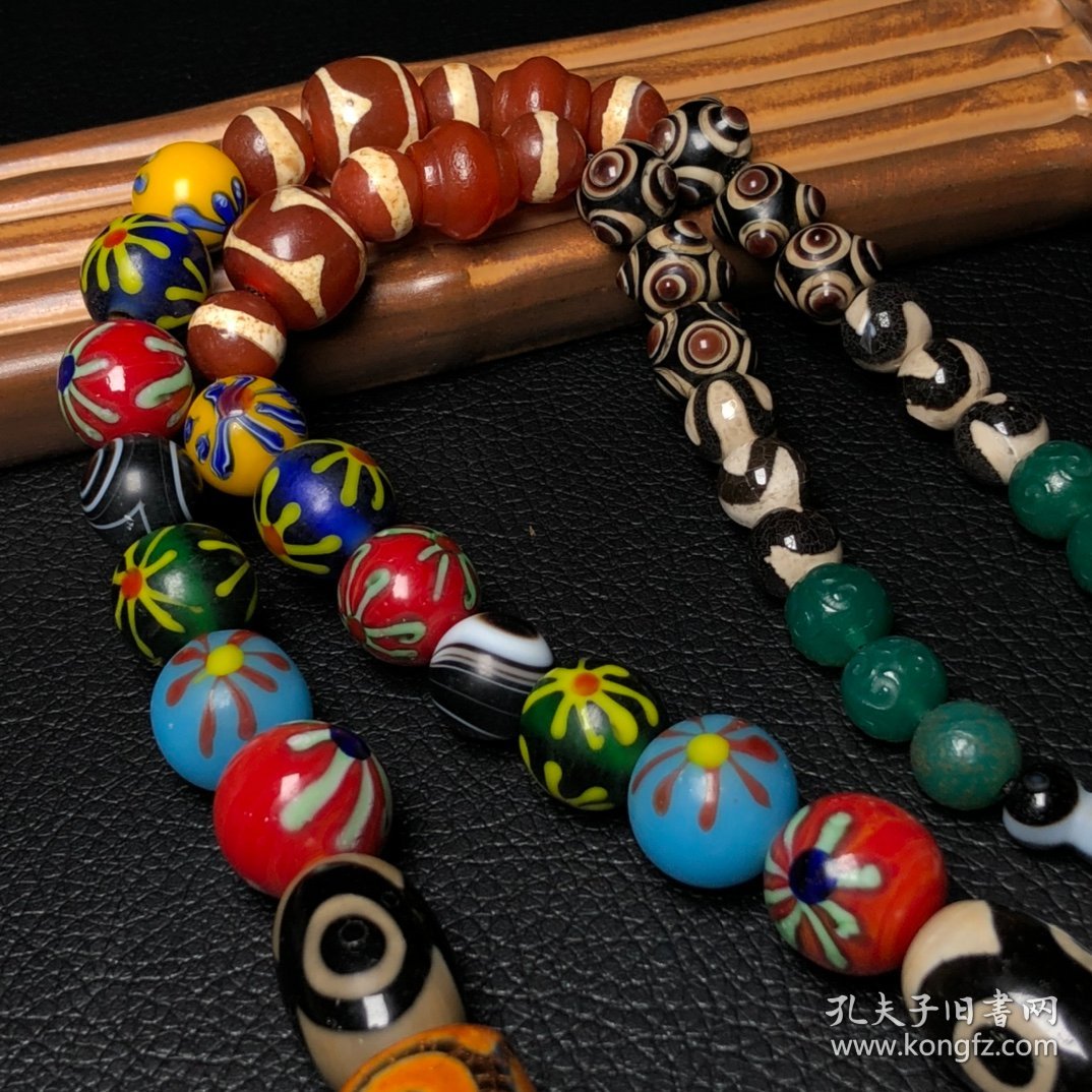 藏区回流老玛瑙天珠老琉璃蜻蜓眼古珠项链尺寸最小9毫米最大30毫米
