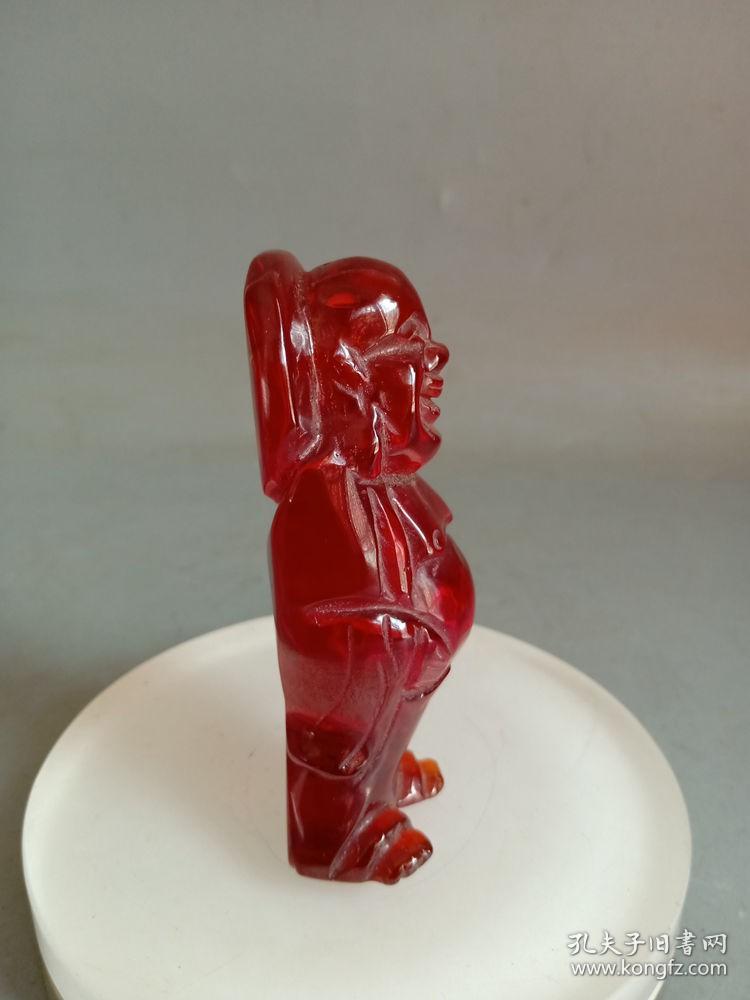 清代传世天然红宝石雕佛把件赏件