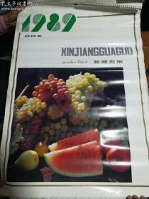 1989年挂历： 新疆瓜果 全13张  新疆人民出版社 挂历长75厘米，宽52厘米