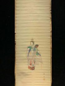 日本回流老字画绢本宫廷能舞人物绘3460中古真迹书画