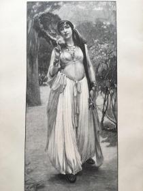 【现货 包邮】1897年精品大幅木刻版画《夏夜》（Sommerabend）木口木刻 纸张尺寸约41*28厘米