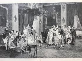 【现货 包邮】《王子受洗》（Die Taufe）出自19世纪德国画家，利奥波德·施穆茨勒（Leopold Schmutzler，1864–1941）的油画作品；1887年，木刻版画，纸张尺寸56×41厘米