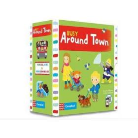英文原版 BUSY AROUND TOWN Busy系列小镇生活5册套装 音频 儿童推拉滑卡舌益智机关游戏图画故事儿童绘本书籍
