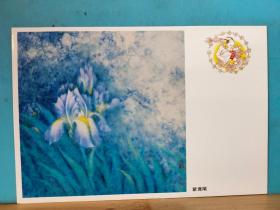 FP37-0184  八十年代   美术（紫鸢尾） 中国邮政明信片