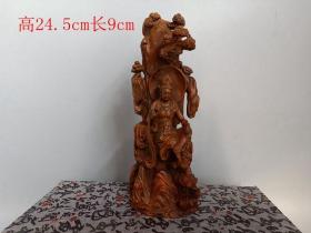 清代传世雕工不=错的黄杨木 观音摆件