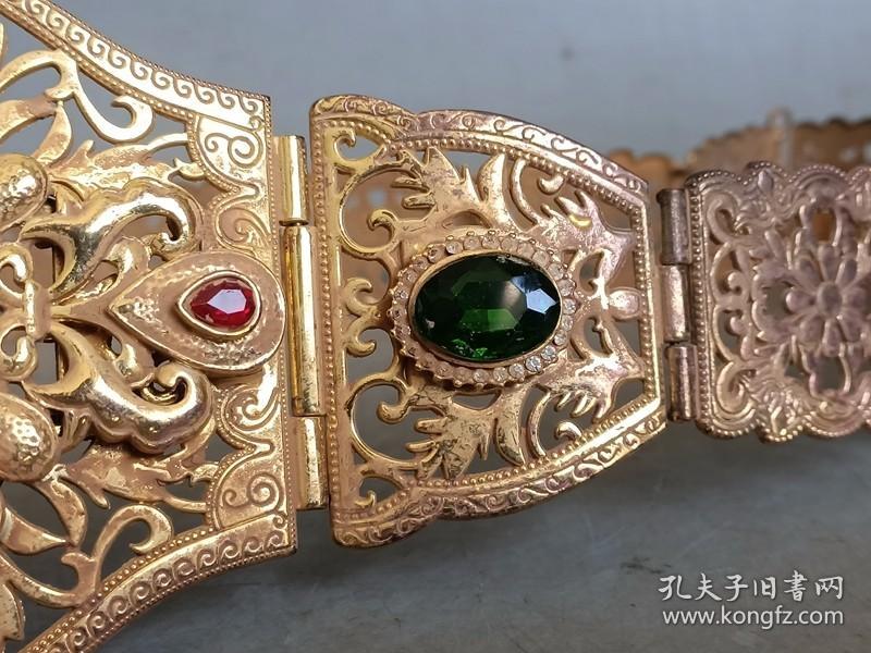 乡下收的清代镶嵌宝石鎏金腰带