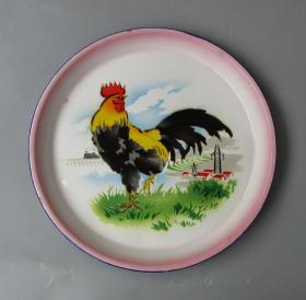 1970年公雞搪瓷大盤
