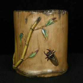 清乾隆唐英督造仿生瓷雕刻竹子纹笔筒装帧:其他微渊古董斋辽宁省大连