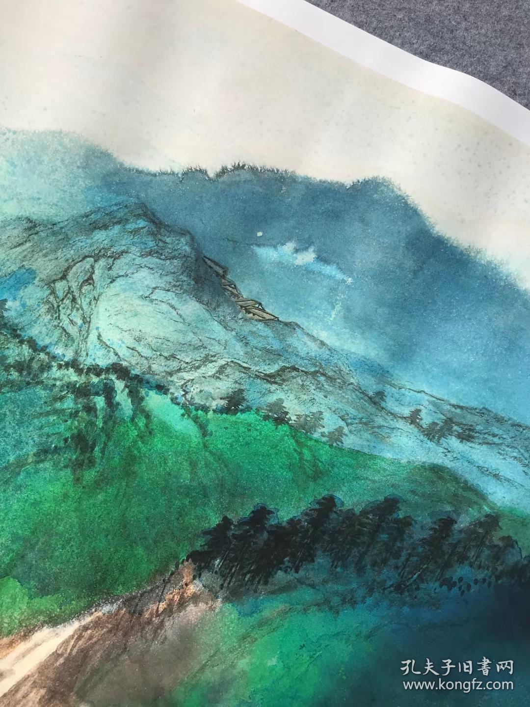 张大千-谷口人家.纸本大小85.7*17