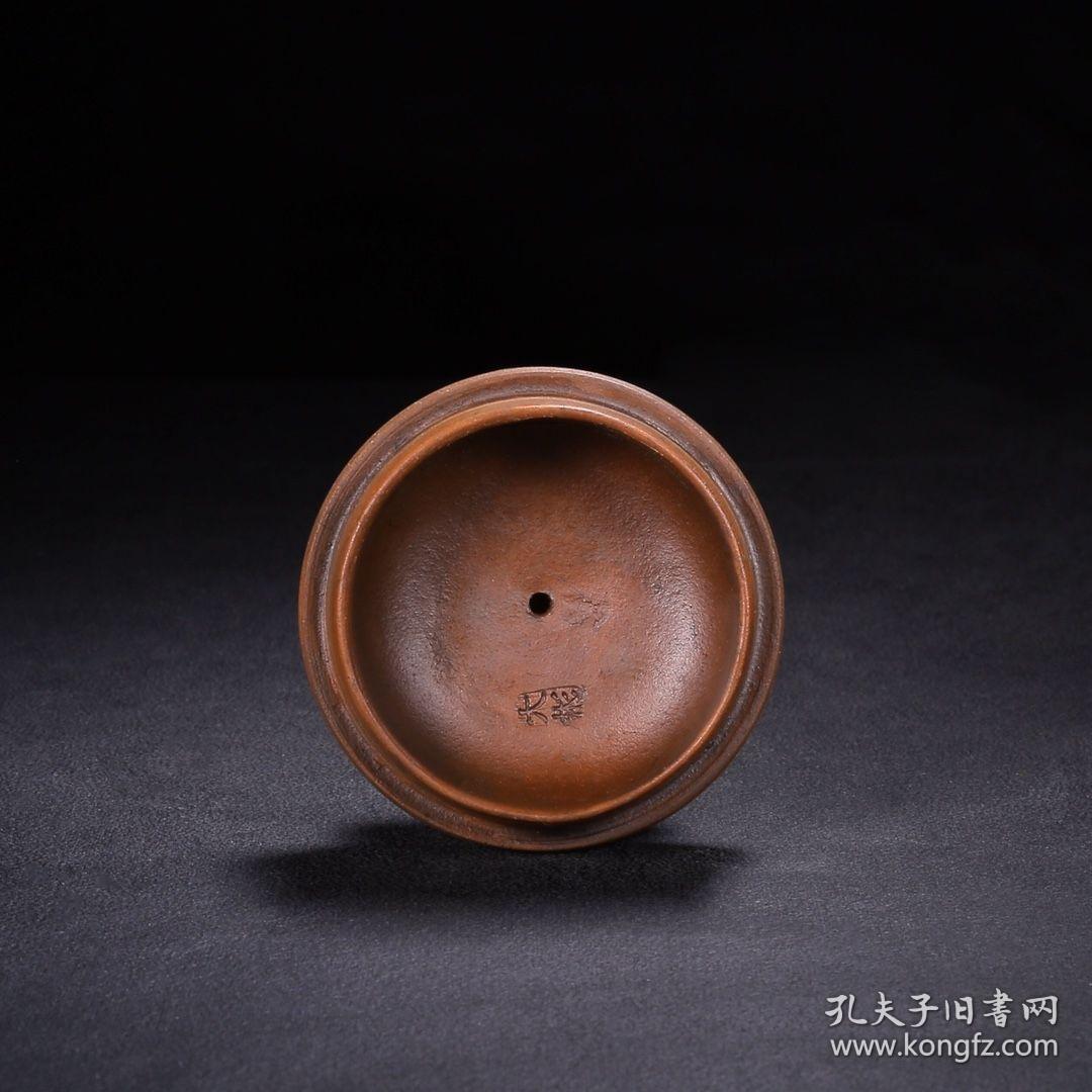 宜兴双环紫砂壶底款时大彬制原矿红泥纯手工