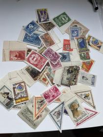 早期老邮票一堆 几十张 主要苏联时期邮票 列宁等1050年左右