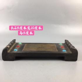 紫檀木筆架一個，鑲嵌松石寶石，保存完好，喜歡聯系