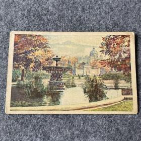 1977年奥地利维也纳公园实寄明信片一张