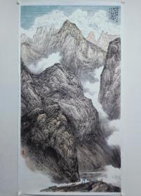 保真字画，重庆名家，曾德智老师六尺整纸山水画《西行纪游》96.5×179cm，纸本托片。