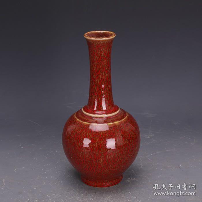 豇豆红美人醉釉手工瓷赏瓶