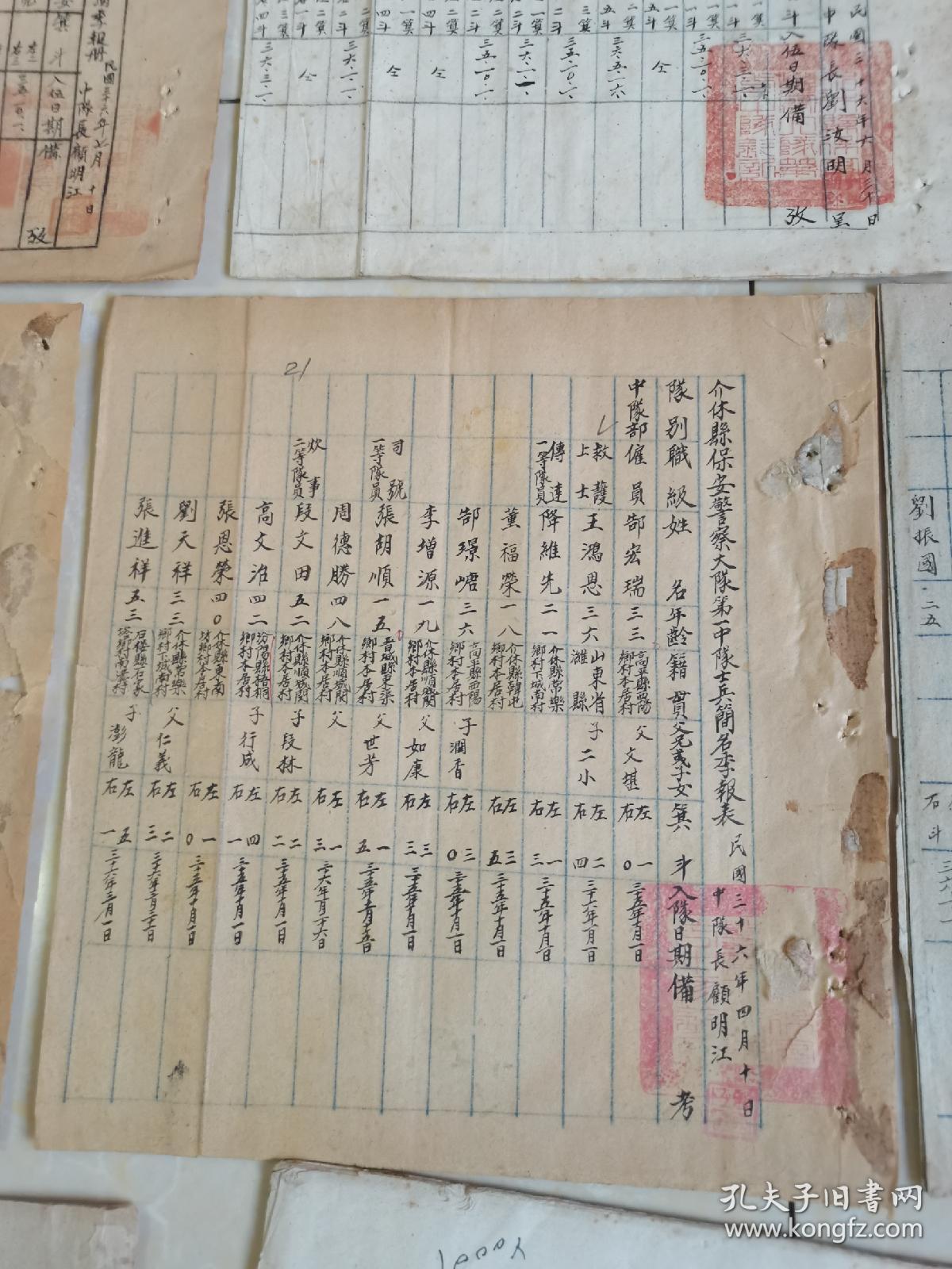 民国保甲保安警察文献,山西晋绥军军事文献,山西地方武装编制文献档案