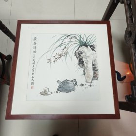 常州青年画家: 杨辰（先生）国画《兰茶清供》—— 好品包邮！