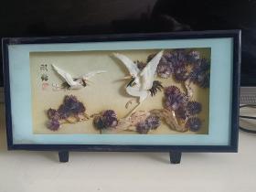 貝殼雕刻花鳥畫雙鶴擺件（30厘米*17厘米）