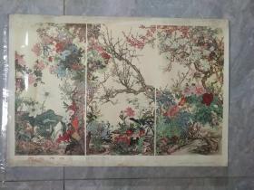 百花齊放一【年畫，77x51】1957年第4次印，蔡鶴洲 林金秀作，上海畫片出版社，邊部有水印破損，實物拍圖，以圖為準
