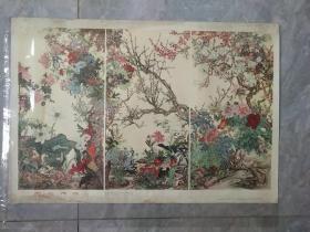 百花齐放一【年画，77x51】1957年第4次印，蔡鹤洲 林金秀作，上海画片出版社，边部有水印破损，实物拍图，以图为准