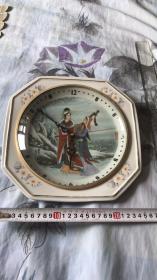 八十年代锦州陶瓷壁画厂生产瓷盘石英钟(画面漂亮走时正常）