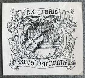 荷兰早期锌版藏书票原作 书和小提琴