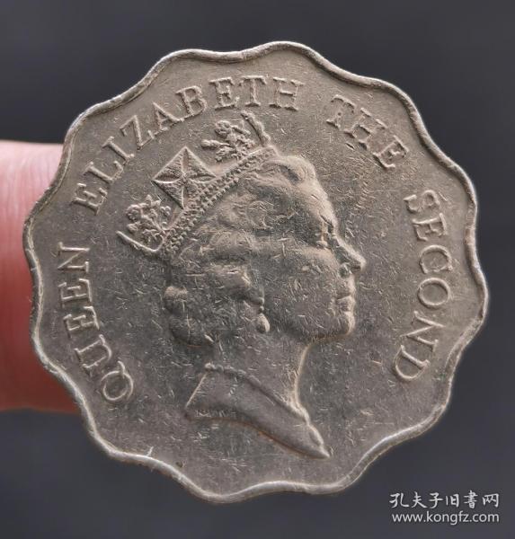 香港硬币英女皇头像花边形2元钱币保真
