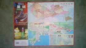 旧地图-深圳市交通旅游图(2001年5月1版1印)4开8品