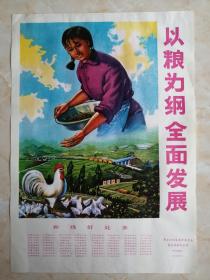 70年代晋东南地方手绘宣传画------大文革品种---以粮为纲•全面发展---《养鸡好处多》---长治稀缺品种----虒人荣誉珍藏