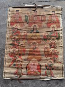 明清寺庙纸本佛祖画像，100x80cm