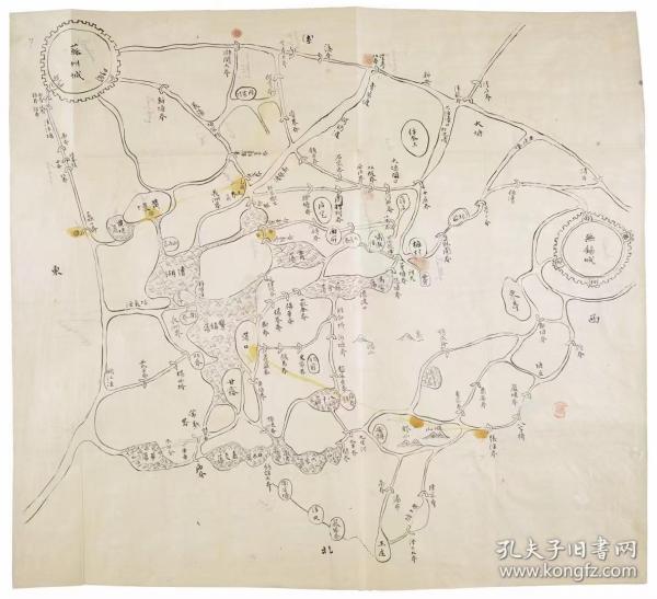 0521古地图1855-1864 苏州无锡之间水道图 清咸丰至同治初期。纸本大小54.88*50厘米。宣纸艺术微喷复制。微喷复制