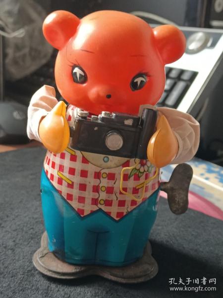 小熊拍照鐵皮玩具MS575懷舊經典童年記憶80年代原產老鐵皮電動發條玩具 小熊照相
